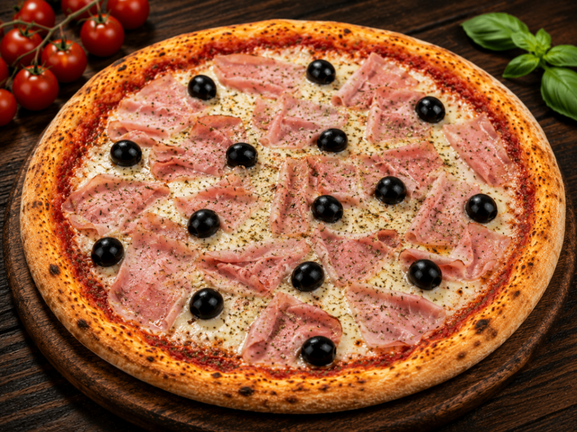 Regina — Tomate, fromage, jambon, origan, olives